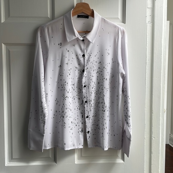 White Cop.Copine modern print button up shirt - Picture 1 of 4
